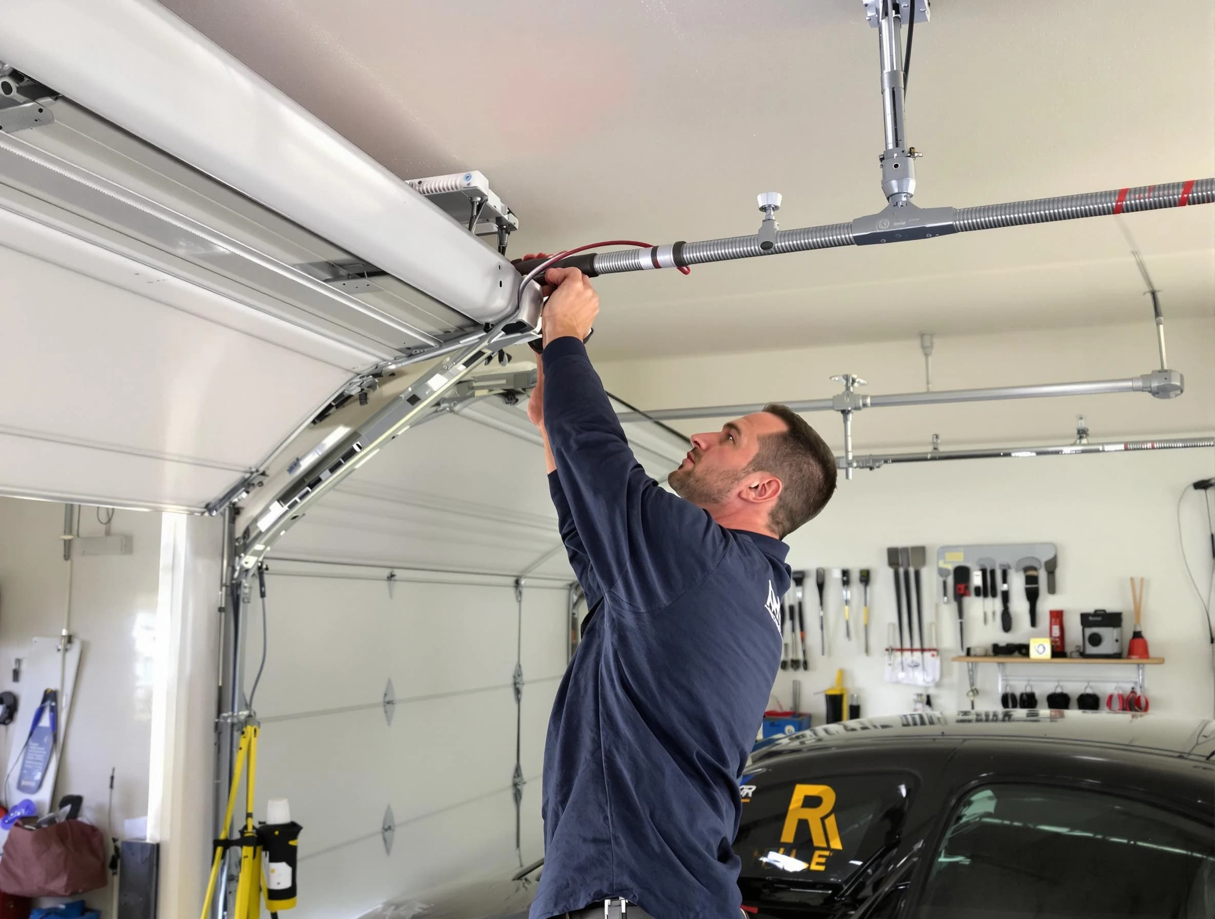 Teaneck Garage Door Repair technician performing garage door cable repair in Teaneck