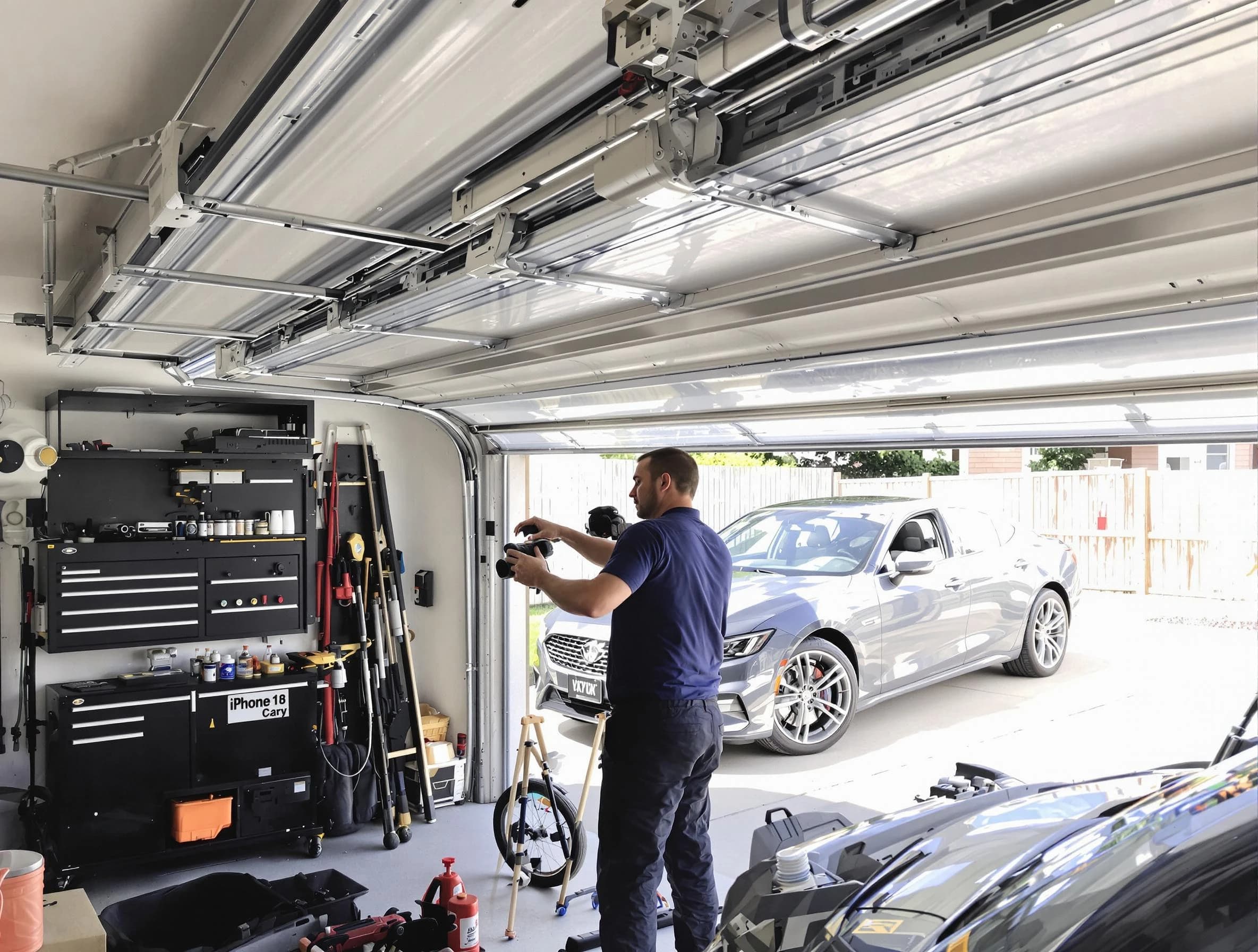 Teaneck Garage Door Repair technician fixing noisy garage door in Teaneck