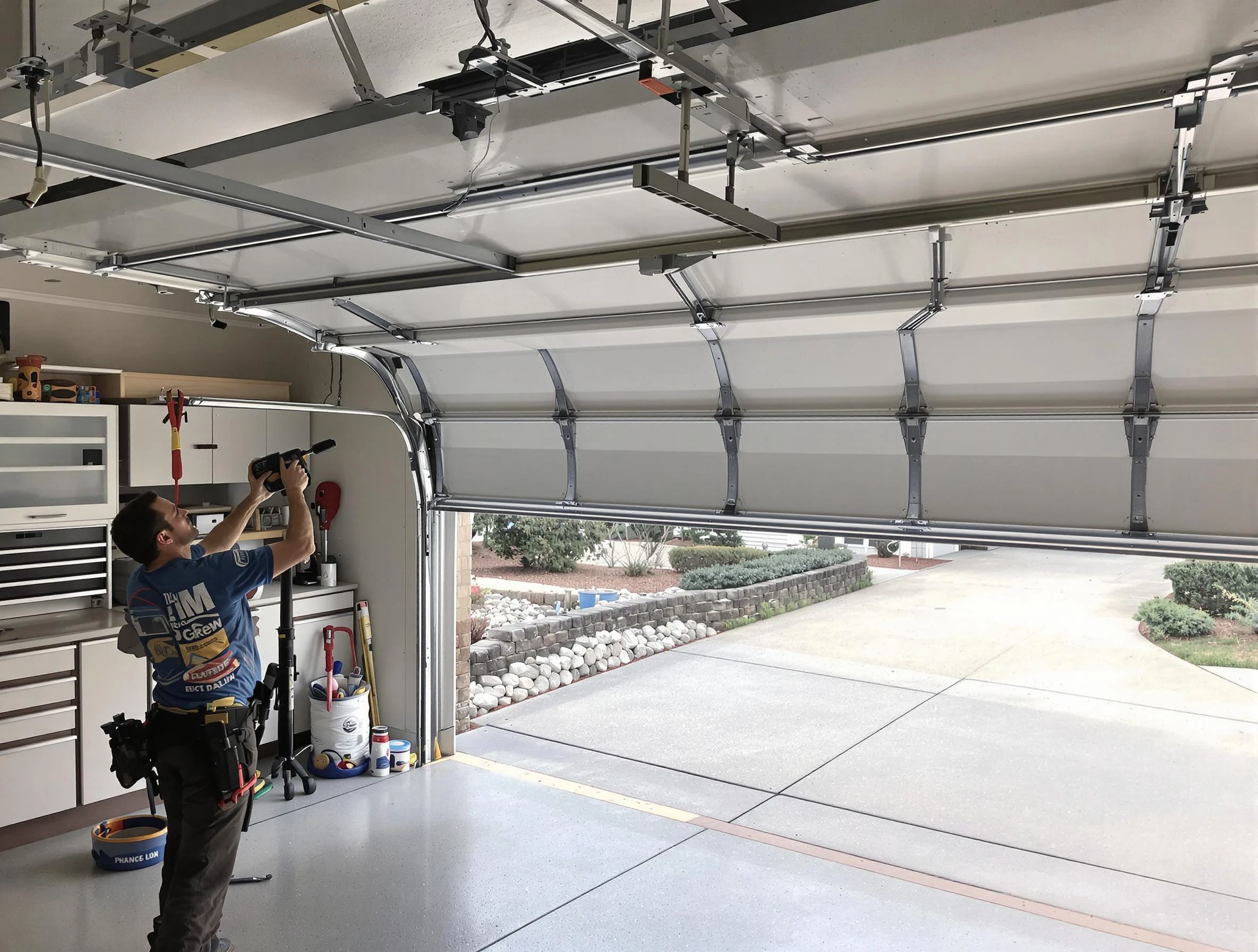 Garage door track repair service by Teaneck Garage Door Repair in Teaneck